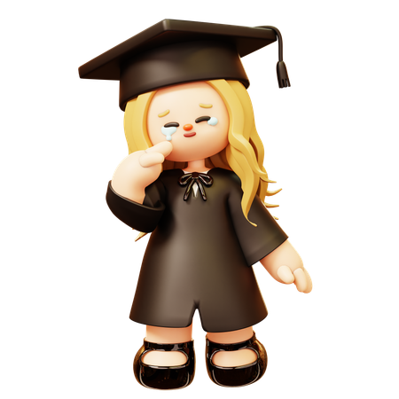 Girl is crying after school degree completion  3D Icon