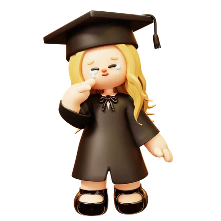 Girl is crying after school degree completion  3D Icon