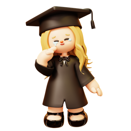 Girl is crying after school degree completion  3D Icon