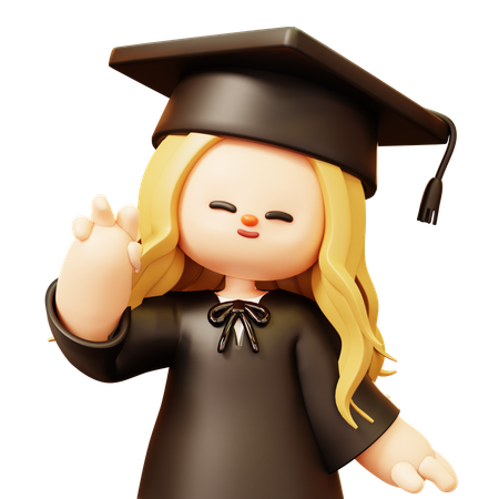 Girl is dancing in graduation ceremony  3D Icon