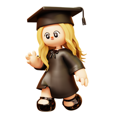 Girl is doing Graduation ramp Walk  3D Icon