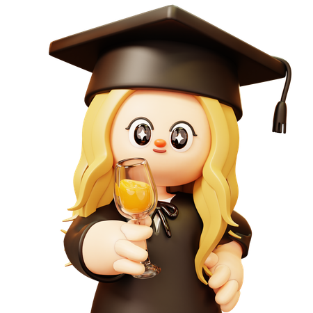 Girl is enjoying farewell party  3D Icon