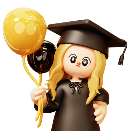 Girl is enjoying graduation party  3D Icon