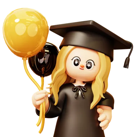 Girl is enjoying graduation party  3D Icon