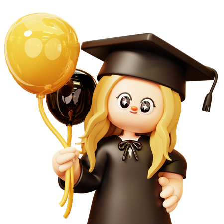 Girl is enjoying graduation party  3D Icon