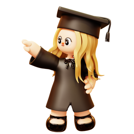 Girl is guiding direction  3D Icon