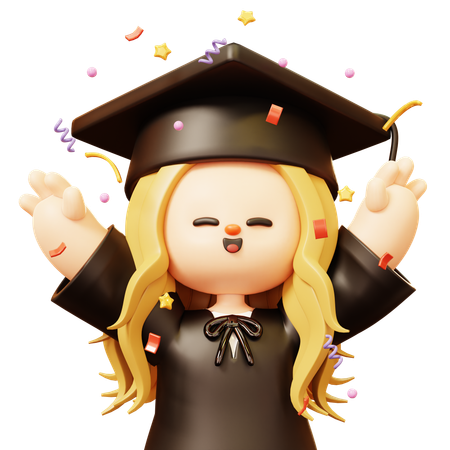 Girl is happy for completing graduation degree  3D Icon