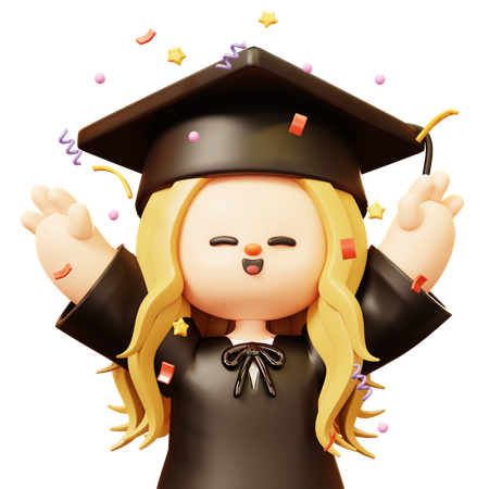 Girl is happy for completing graduation degree  3D Icon