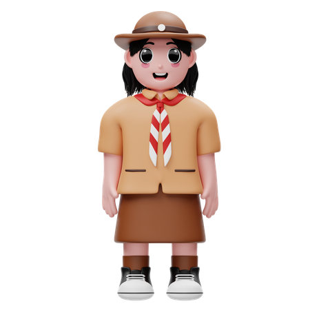 Girl Is Wearing Indonesian Uniform  3D Icon