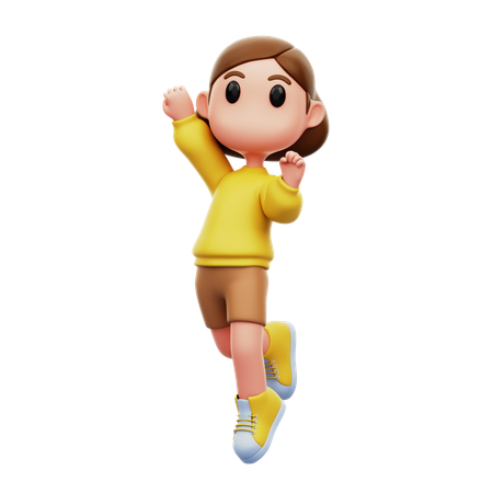 Girl Jumping  3D Illustration