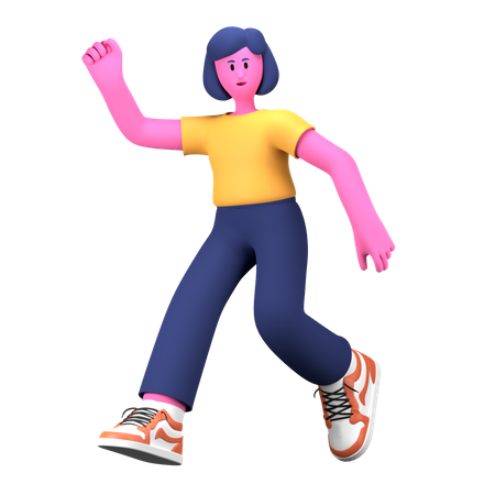 Girl jumping  3D Illustration