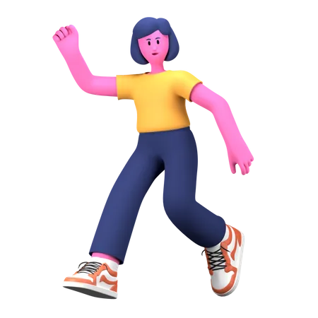 Girl jumping  3D Illustration