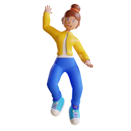 Girl Jumping for joy 3D Illustration