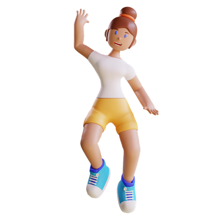 Girl Jumping for joy  3D Illustration