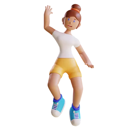 Girl Jumping for joy  3D Illustration