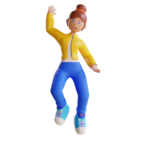 Girl Jumping for joy  3D Illustration