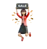 Girl Jumping For Joy Over A Discount