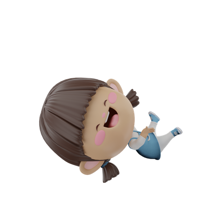 Girl jumping in air  3D Illustration