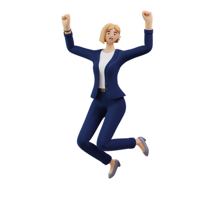 Girl Jumping In Air  3D Illustration