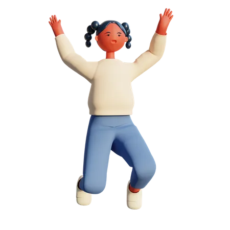 Girl jumping in the air 3D Illustration