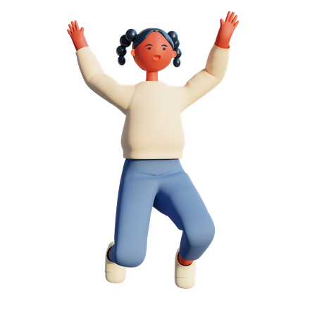 Girl jumping in the air  3D Illustration