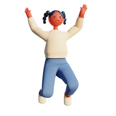 Girl jumping in the air  3D Illustration