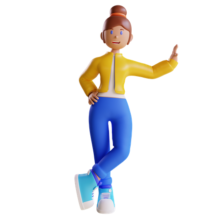 Girl Leaning on wall  3D Icon
