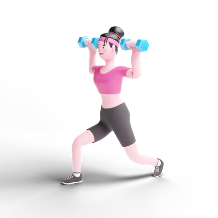 Girl Lifting Dumbells  3D Icon