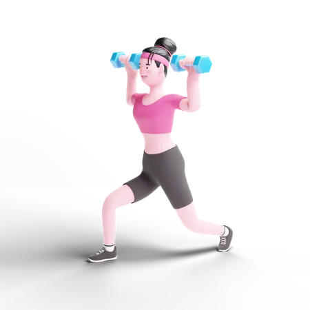 Girl Lifting Dumbells  3D Illustration