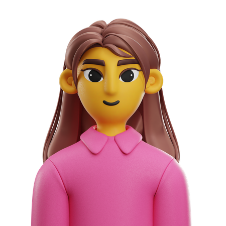 Girl Long Hair with Long Shirt  3D Icon