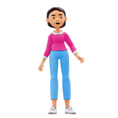 Girl looking at something  3D Icon
