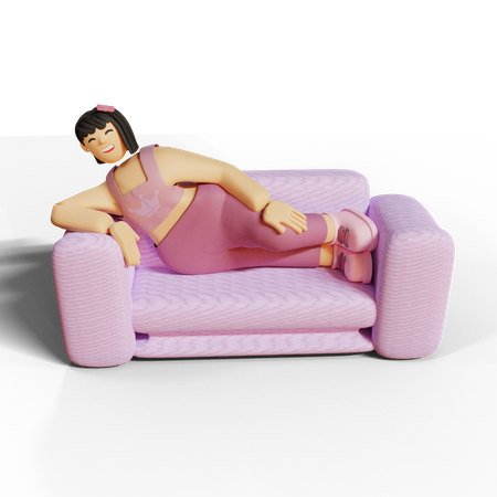 Girl lying on couch  3D Illustration