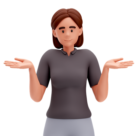 Girl Make Shrugging Pose  3D Illustration