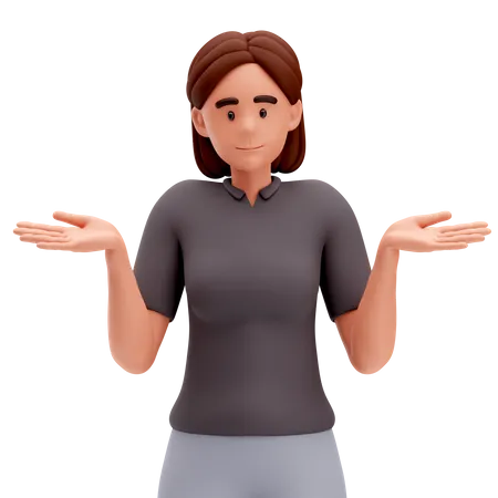 Girl Make Shrugging Pose  3D Illustration