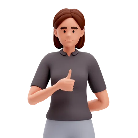 Girl Make Thumbs Up Hand Gesture with left Hand  3D Illustration