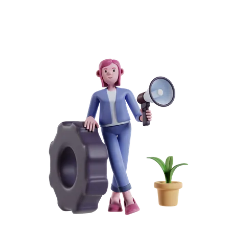 Girl making marketing strategy  3D Illustration