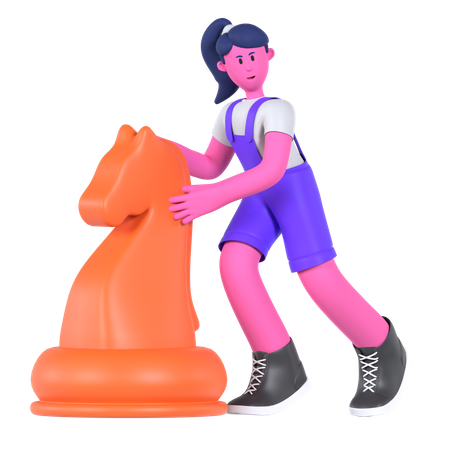 Girl Making Strategy  3D Icon