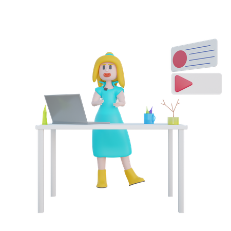 Girl making  YouTube content  3D Icon