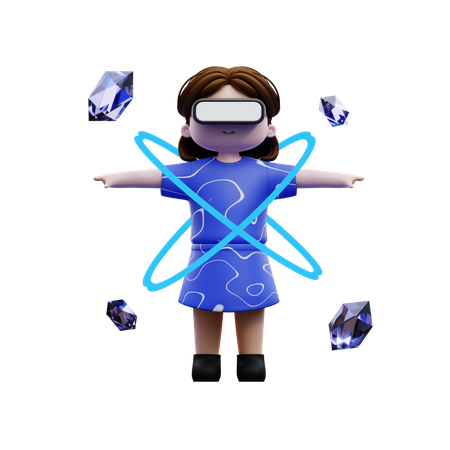 Girl meta world experience  3D Illustration