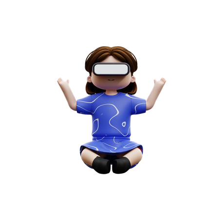 Girl metaverse meditation  3D Illustration