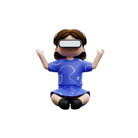 Girl metaverse meditation  3D Illustration