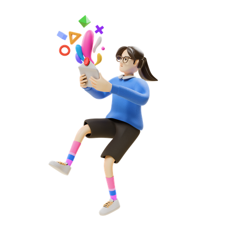 Girl Open Mail  3D Icon
