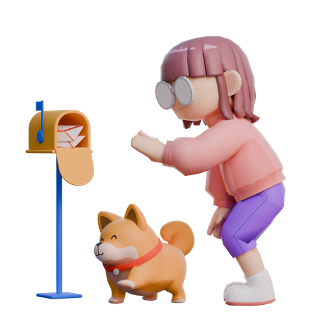 Girl Opening Mails  3D Icon