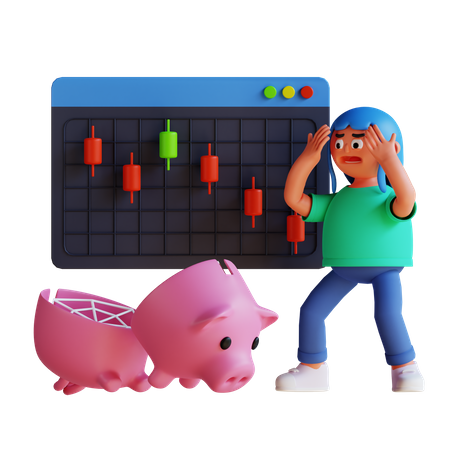 Girl panic because of bankruptcy  3D Icon