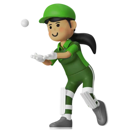 Girl Passing Ball  3D Illustration