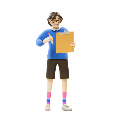 Girl Planning On Checklist  3D Icon