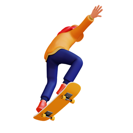 Girl Playing Skateboard 3D Illustration