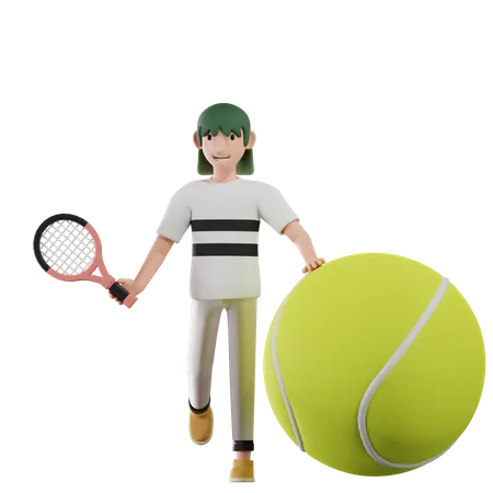 Girl playing tennis  3D Illustration