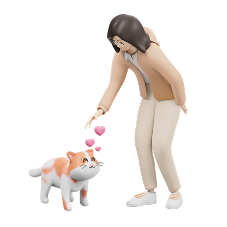 Girl Playing With Pet  3D Icon