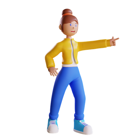 Girl Pointing at something  3D Icon